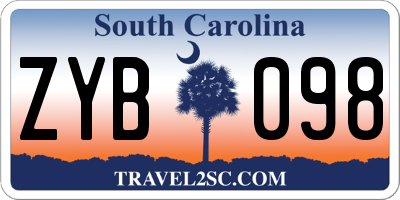 SC license plate ZYB098