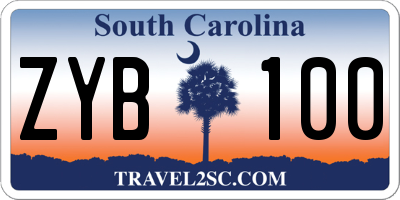 SC license plate ZYB100
