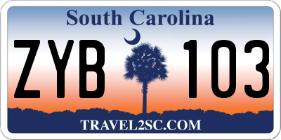 SC license plate ZYB103
