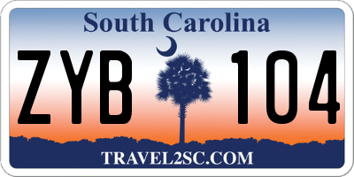 SC license plate ZYB104