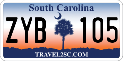 SC license plate ZYB105