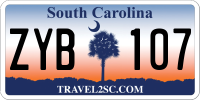 SC license plate ZYB107