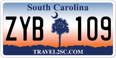 SC license plate ZYB109