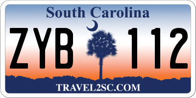 SC license plate ZYB112
