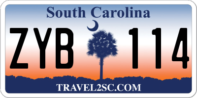 SC license plate ZYB114