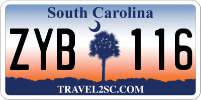 SC license plate ZYB116