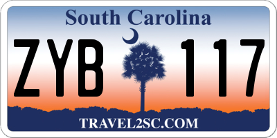 SC license plate ZYB117