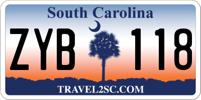 SC license plate ZYB118