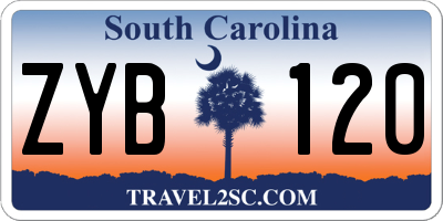 SC license plate ZYB120