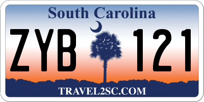 SC license plate ZYB121