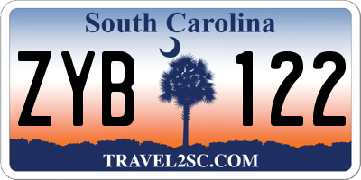 SC license plate ZYB122