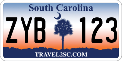 SC license plate ZYB123