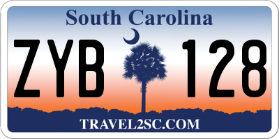 SC license plate ZYB128