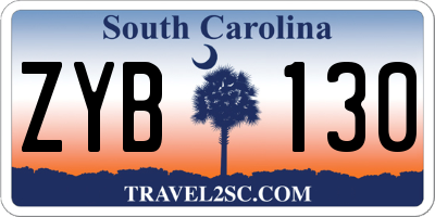 SC license plate ZYB130