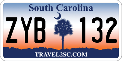 SC license plate ZYB132
