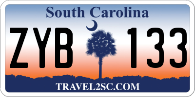 SC license plate ZYB133