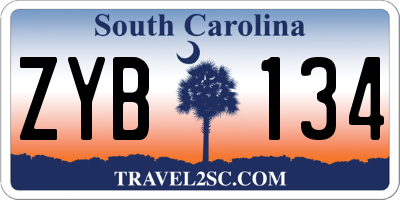SC license plate ZYB134