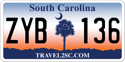 SC license plate ZYB136