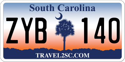 SC license plate ZYB140