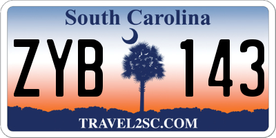 SC license plate ZYB143