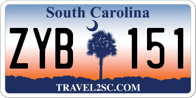 SC license plate ZYB151