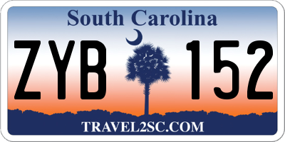 SC license plate ZYB152