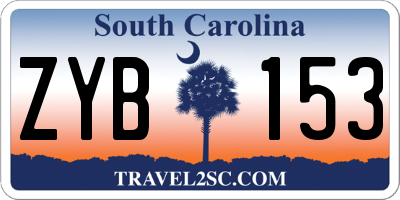 SC license plate ZYB153