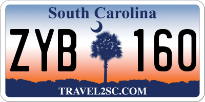 SC license plate ZYB160