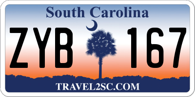 SC license plate ZYB167