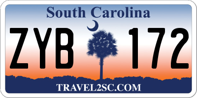 SC license plate ZYB172