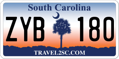 SC license plate ZYB180
