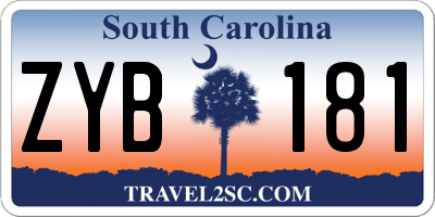 SC license plate ZYB181