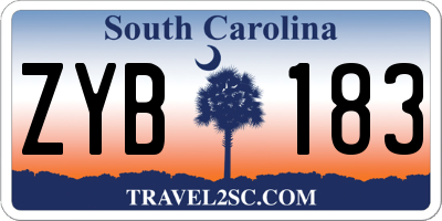 SC license plate ZYB183