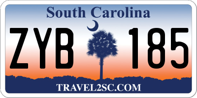 SC license plate ZYB185