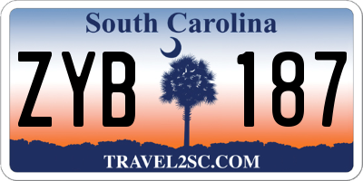 SC license plate ZYB187