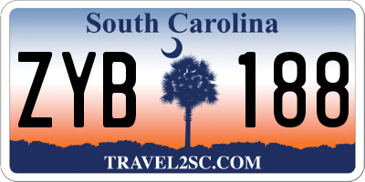 SC license plate ZYB188