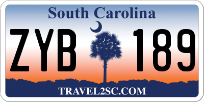 SC license plate ZYB189