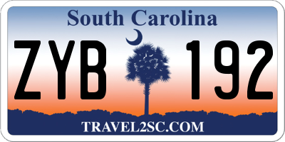 SC license plate ZYB192