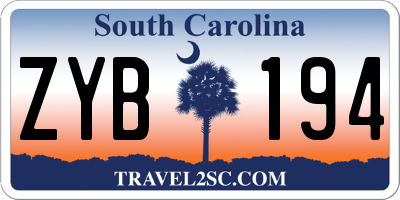 SC license plate ZYB194