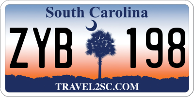 SC license plate ZYB198