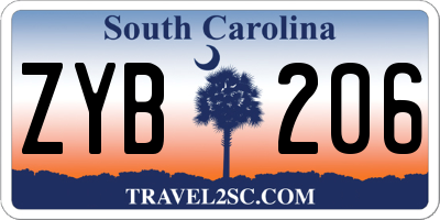 SC license plate ZYB206