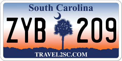SC license plate ZYB209