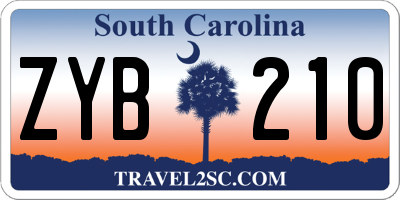 SC license plate ZYB210