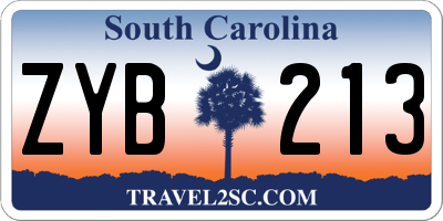 SC license plate ZYB213