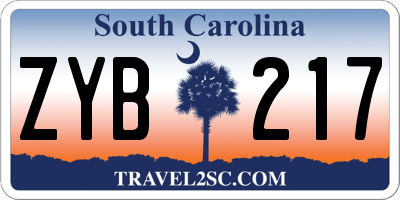 SC license plate ZYB217