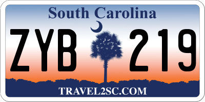 SC license plate ZYB219