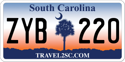 SC license plate ZYB220
