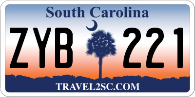 SC license plate ZYB221
