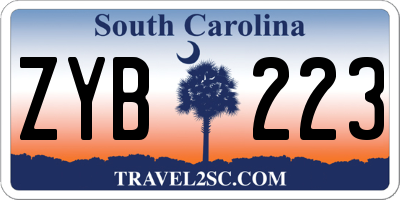 SC license plate ZYB223
