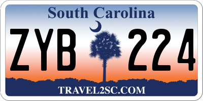 SC license plate ZYB224